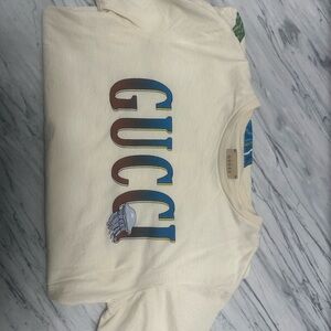 Gucci Ivory Tee with Blue Accents jellyfish t-shirt Sz 12